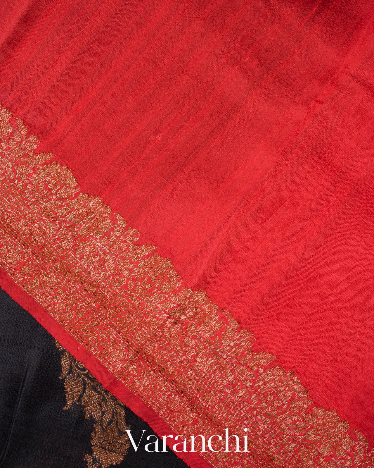 Deep Black Leheriya Pure Raw Silk Handloom Saree