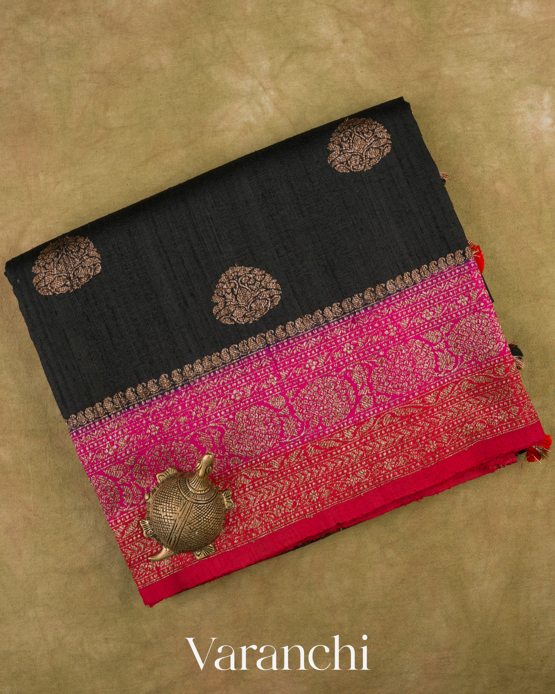Black Pure Raw Silk Handloom Saree 