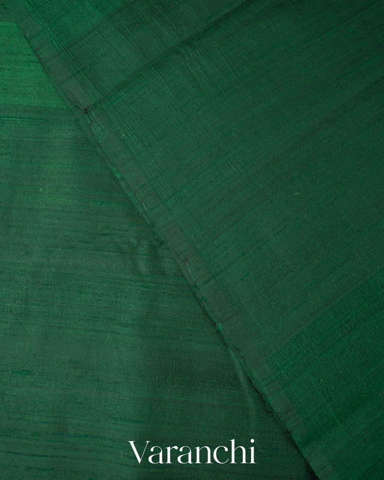Bottle Green Borderless Pure Raw Silk Handloom Saree 