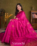 Rani Fuchsia Borderless Pure Raw Silk Handloom Saree 