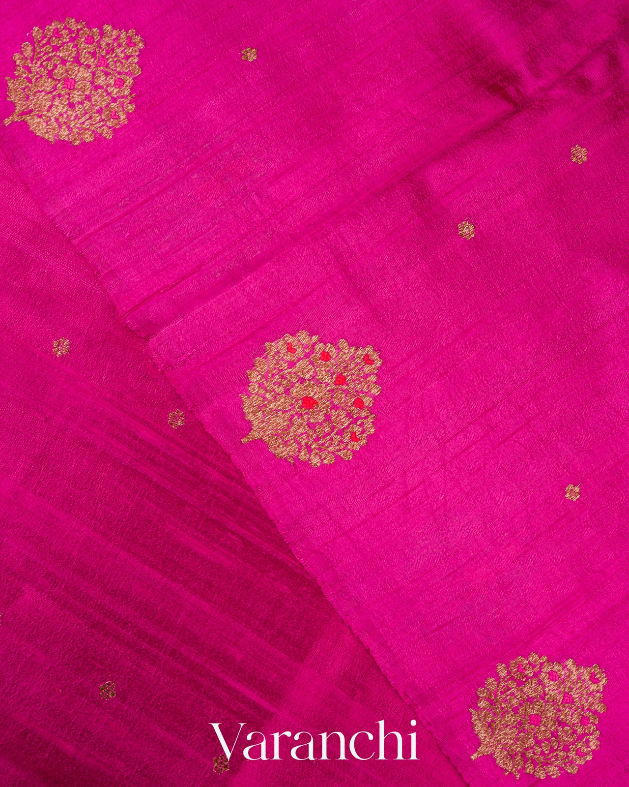 Rani Fuchsia Borderless Pure Raw Silk Handloom Saree 