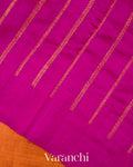 Burnt Saffron Borderless Pure Raw Silk Handloom Saree