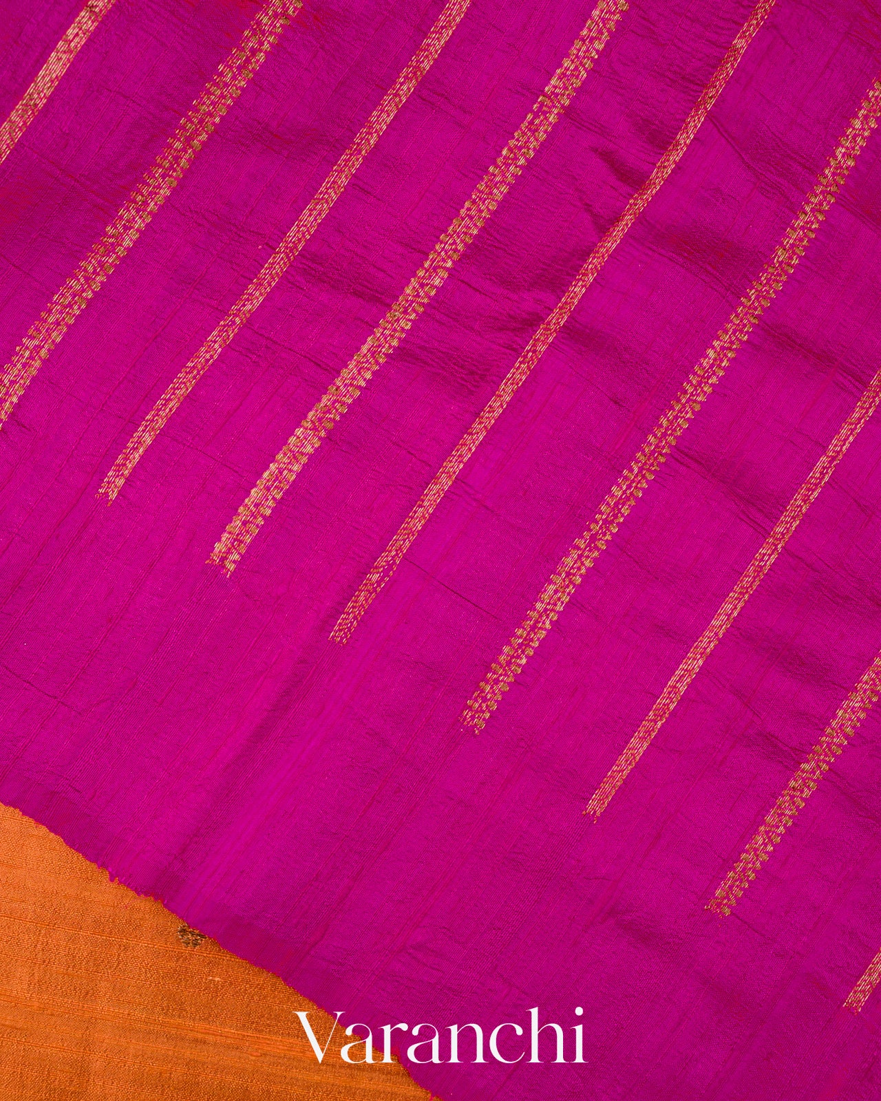 Burnt Saffron Borderless Pure Raw Silk Handloom Saree