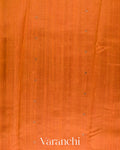 Burnt Saffron Borderless Pure Raw Silk Handloom Saree