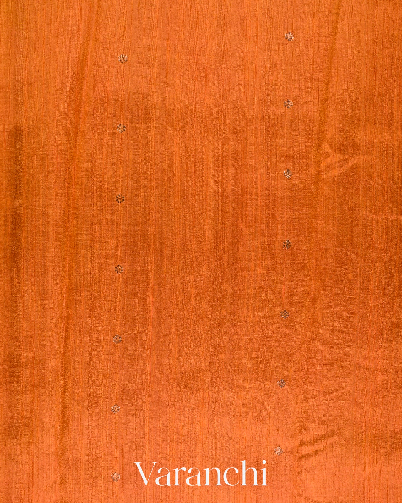 Burnt Saffron Borderless Pure Raw Silk Handloom Saree