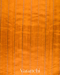 Burnt Saffron Borderless Striped Pure Raw Silk Handloom Saree