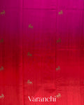 Magenta And Chilli Red Ombre-Dyed Raw Silk Handloom Saree