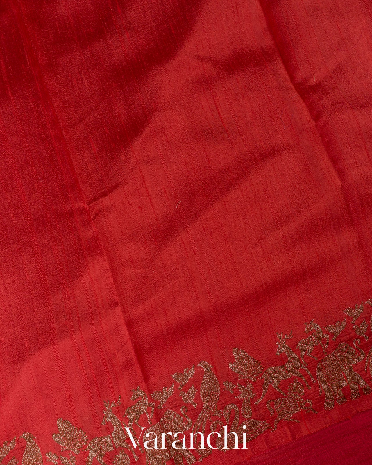 Magenta And Chilli Red Ombre-Dyed Raw Silk Handloom Saree