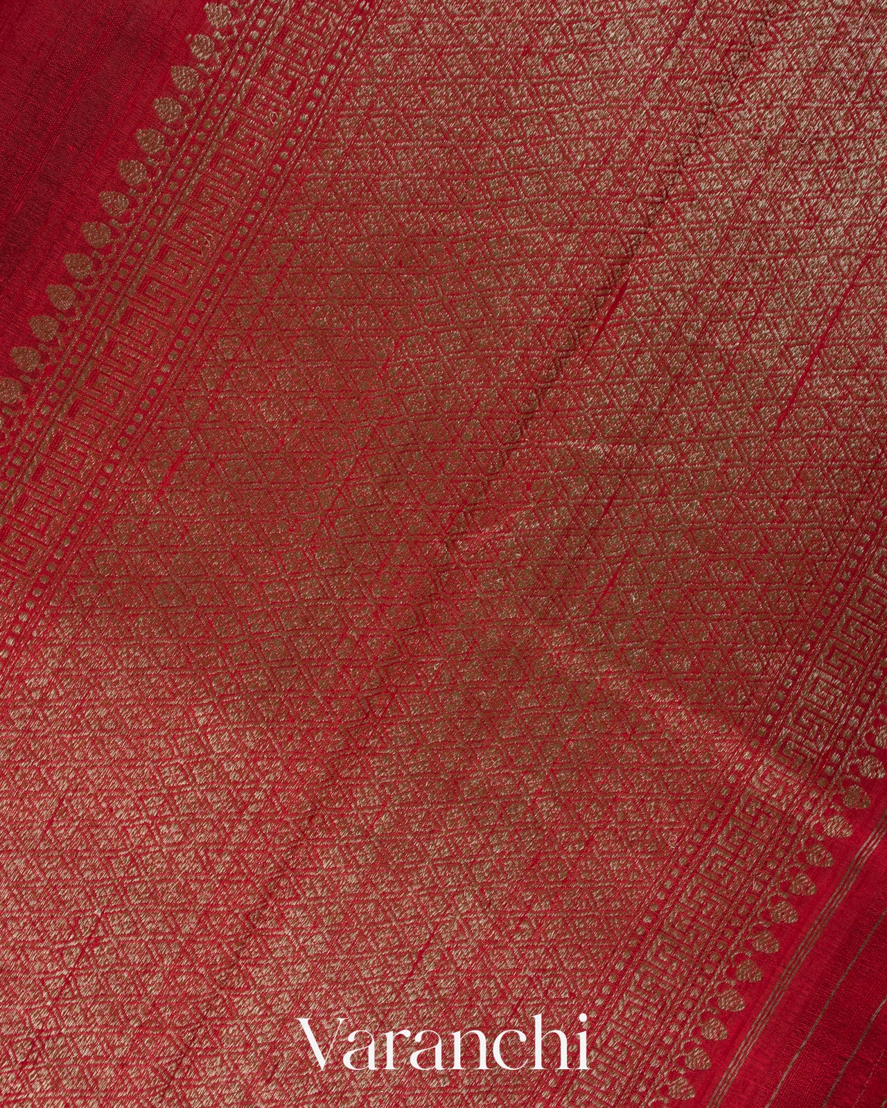 Crimson Red Pure Raw Silk Handloom Saree 
