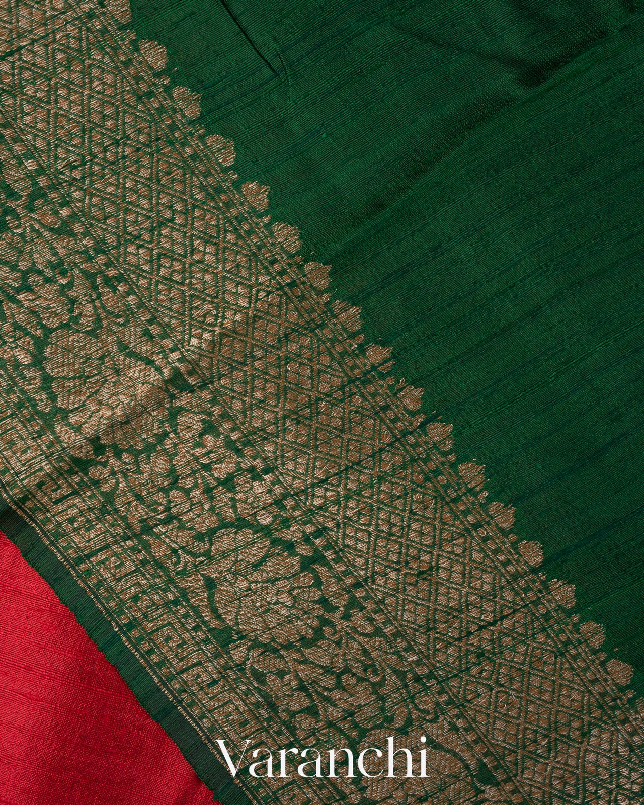 Crimson Red Pure Raw Silk Handloom Saree 