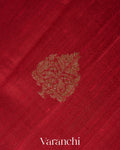 Crimson Red Pure Raw Silk Handloom Saree 