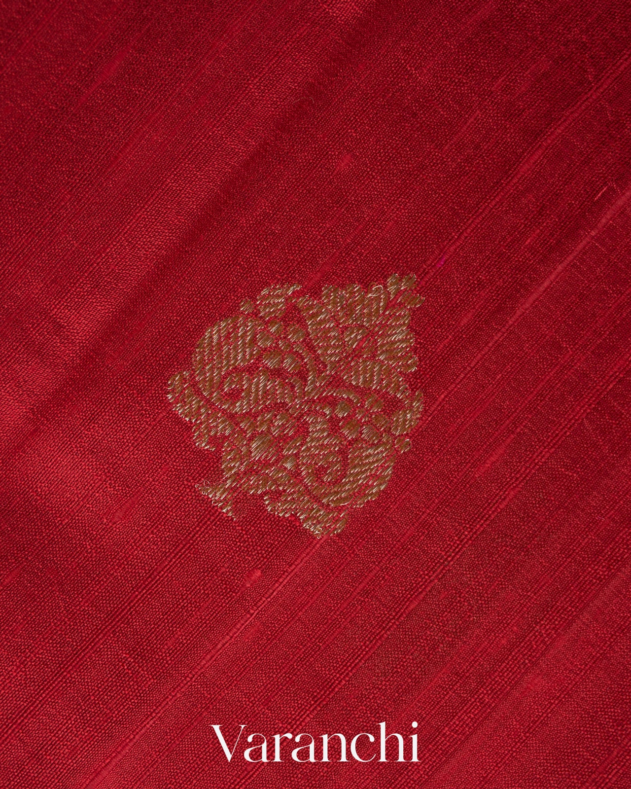 Crimson Red Pure Raw Silk Handloom Saree 