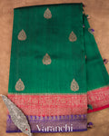 Dark Green Pure Raw Silk Handloom Saree