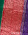 Dark Green Pure Raw Silk Handloom Saree