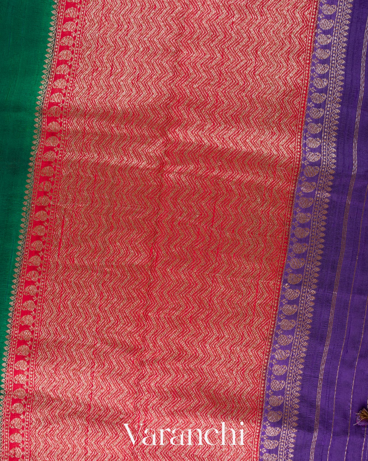 Dark Green Pure Raw Silk Handloom Saree