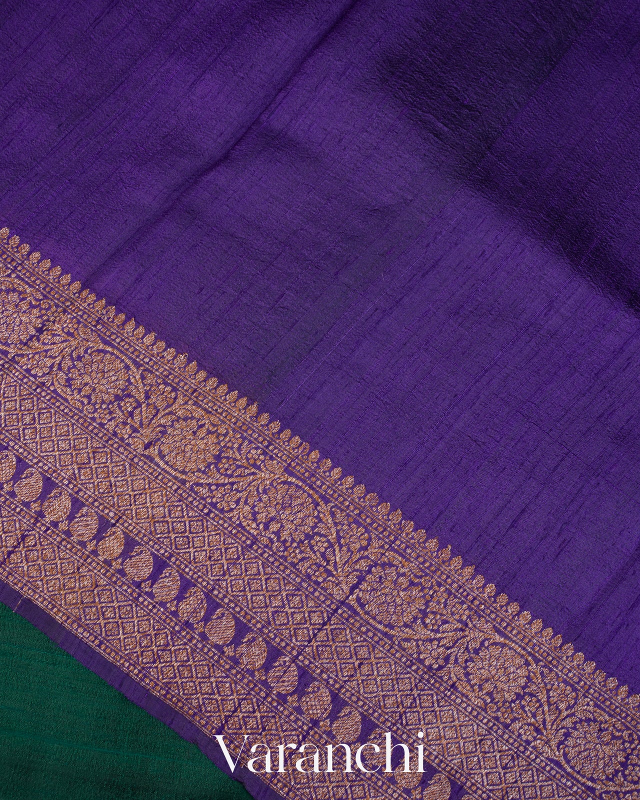 Dark Green Pure Raw Silk Handloom Saree