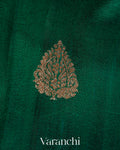 Dark Green Pure Raw Silk Handloom Saree