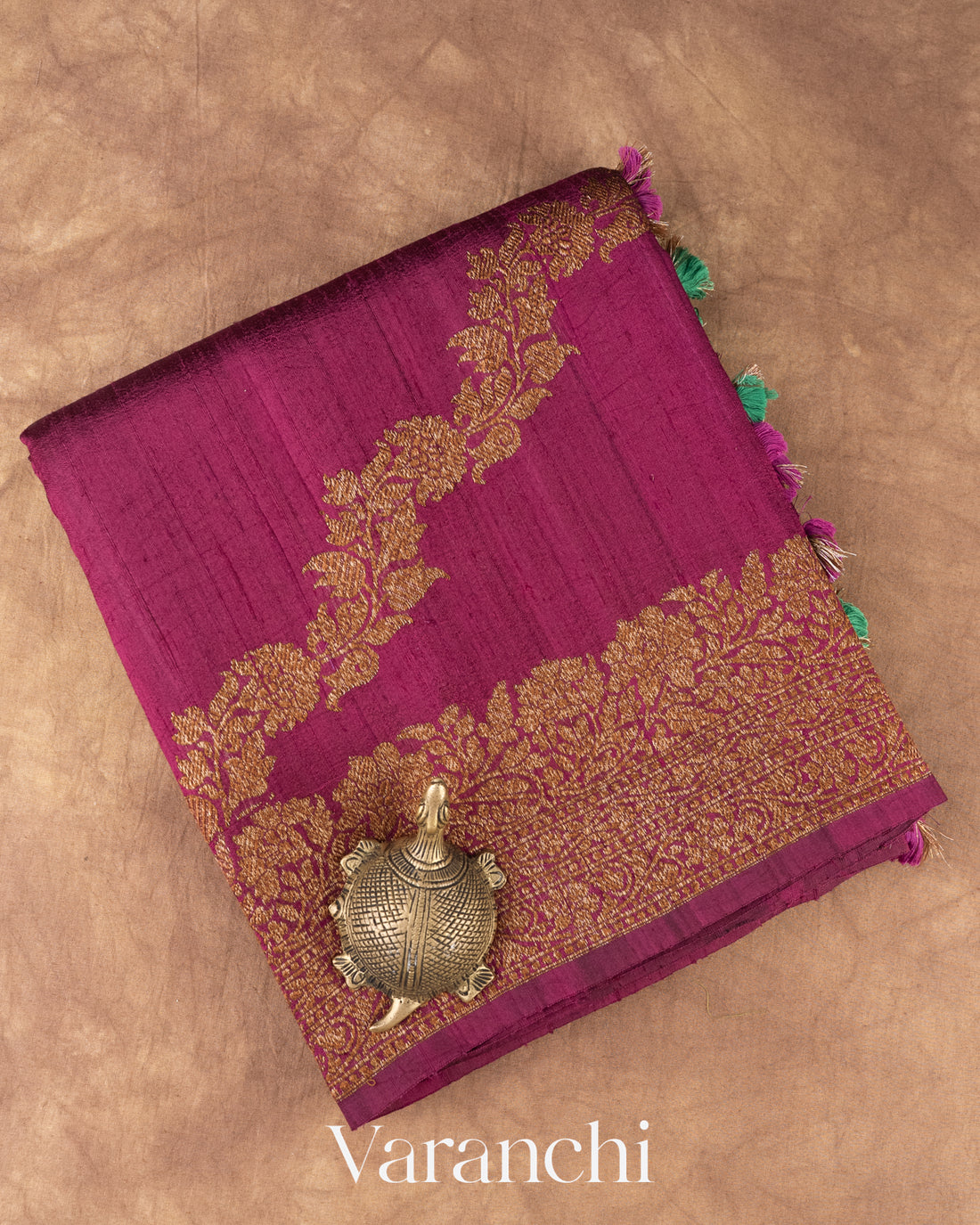 Deep Wine Maroon Leheriya Pure Raw Silk Handloom Saree