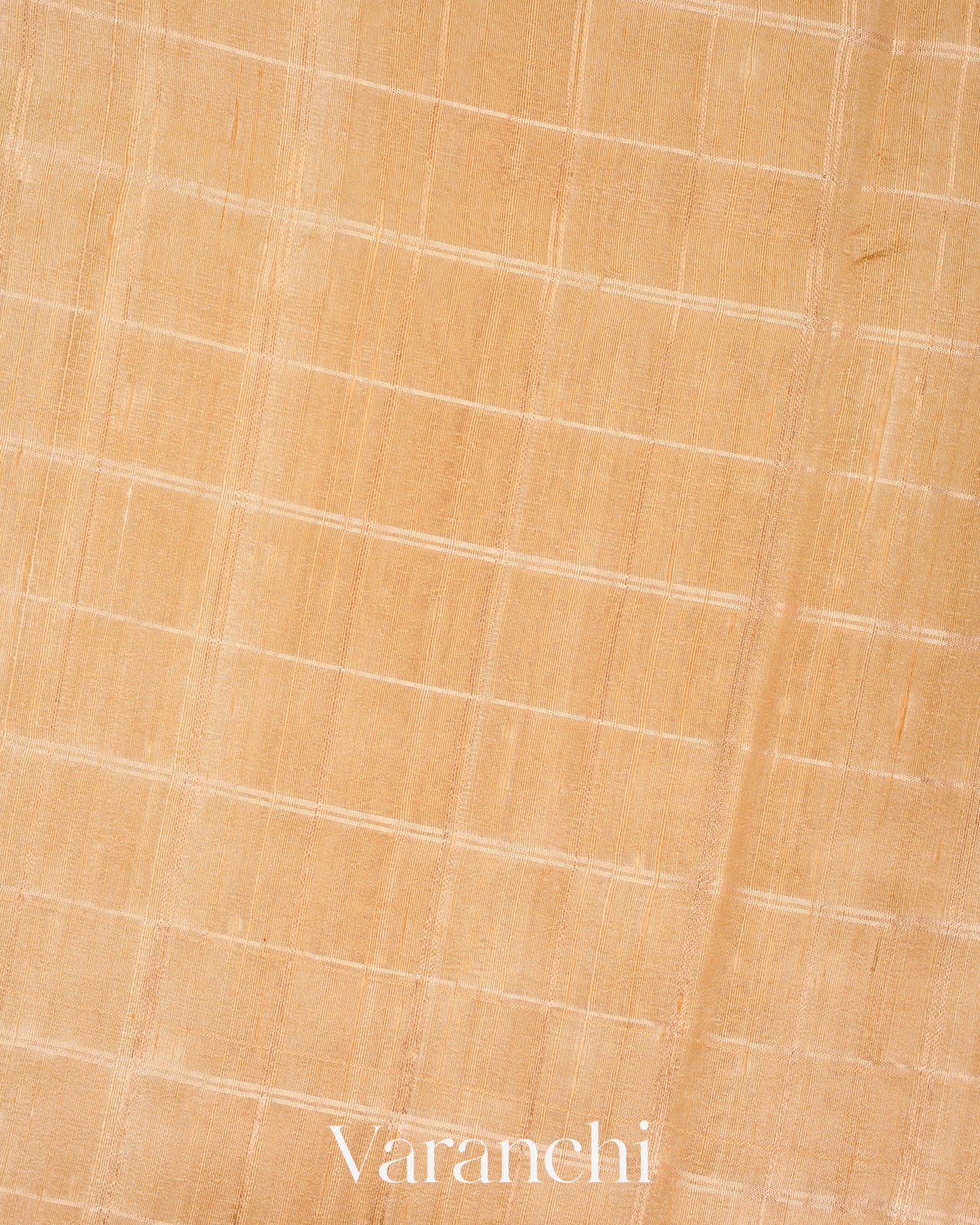 Champagne Gold Checks Pure Raw Silk Handloom Saree   