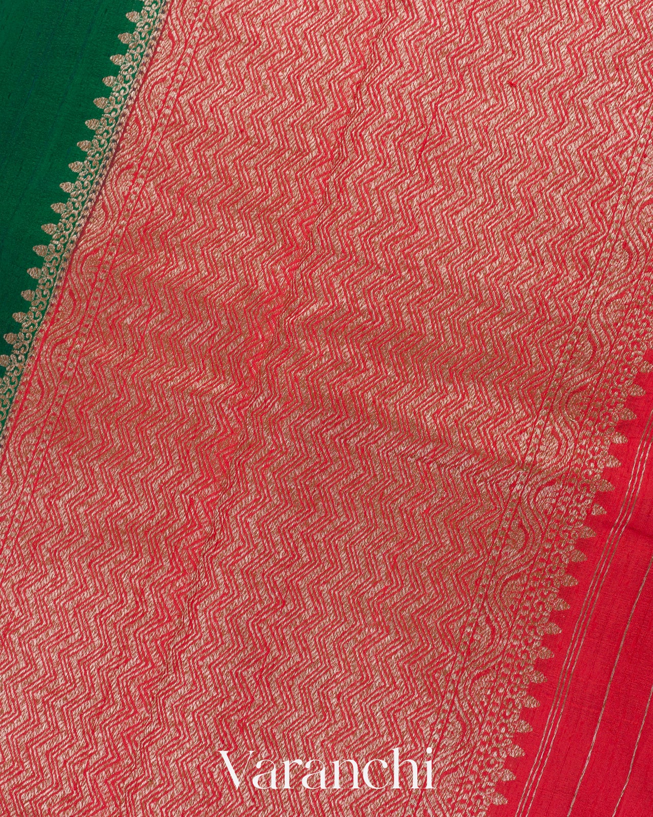Dark Green Raw Silk Handloom Saree