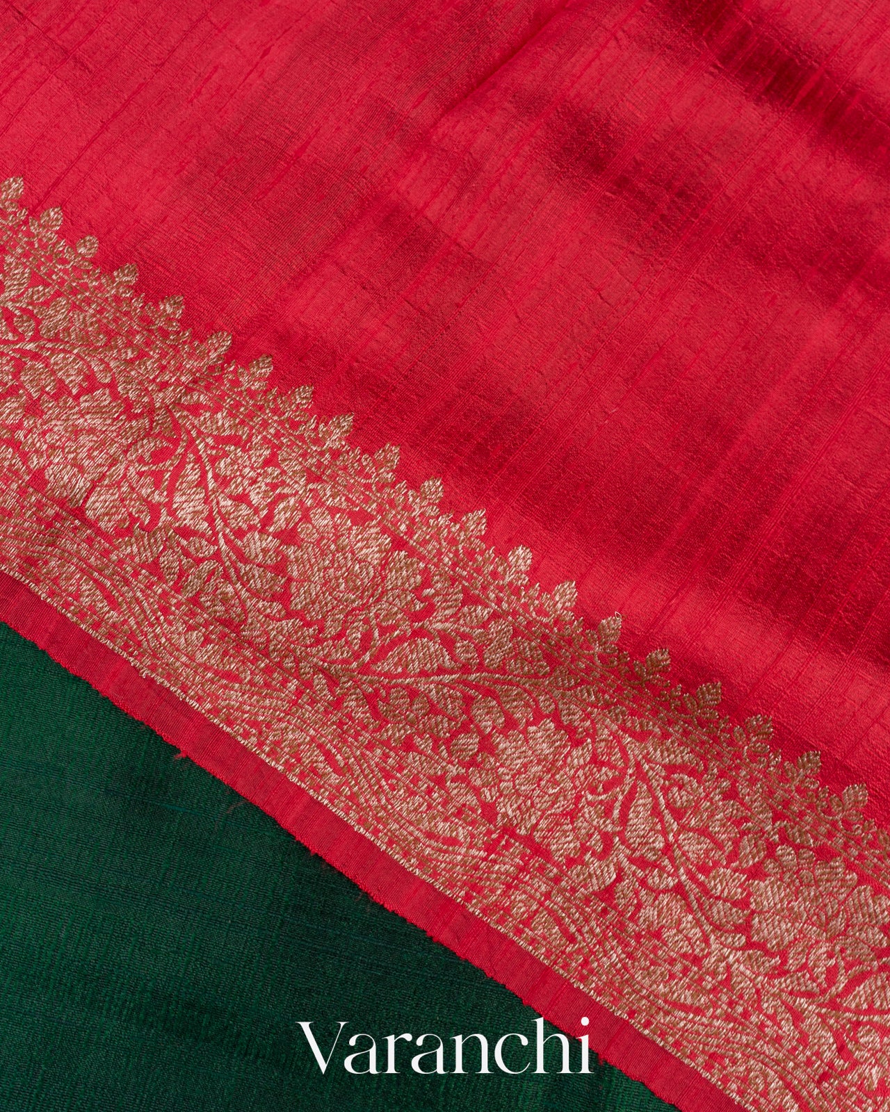 Dark Green Raw Silk Handloom Saree