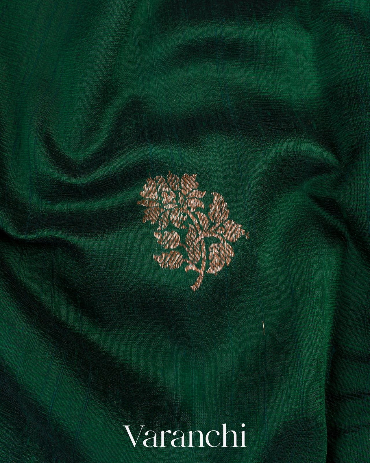 Dark Green Raw Silk Handloom Saree