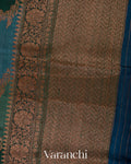 Green and Blue Tricolour Pure Raw Silk Handloom Saree