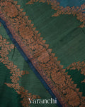 Green and Blue Tricolour Pure Raw Silk Handloom Saree