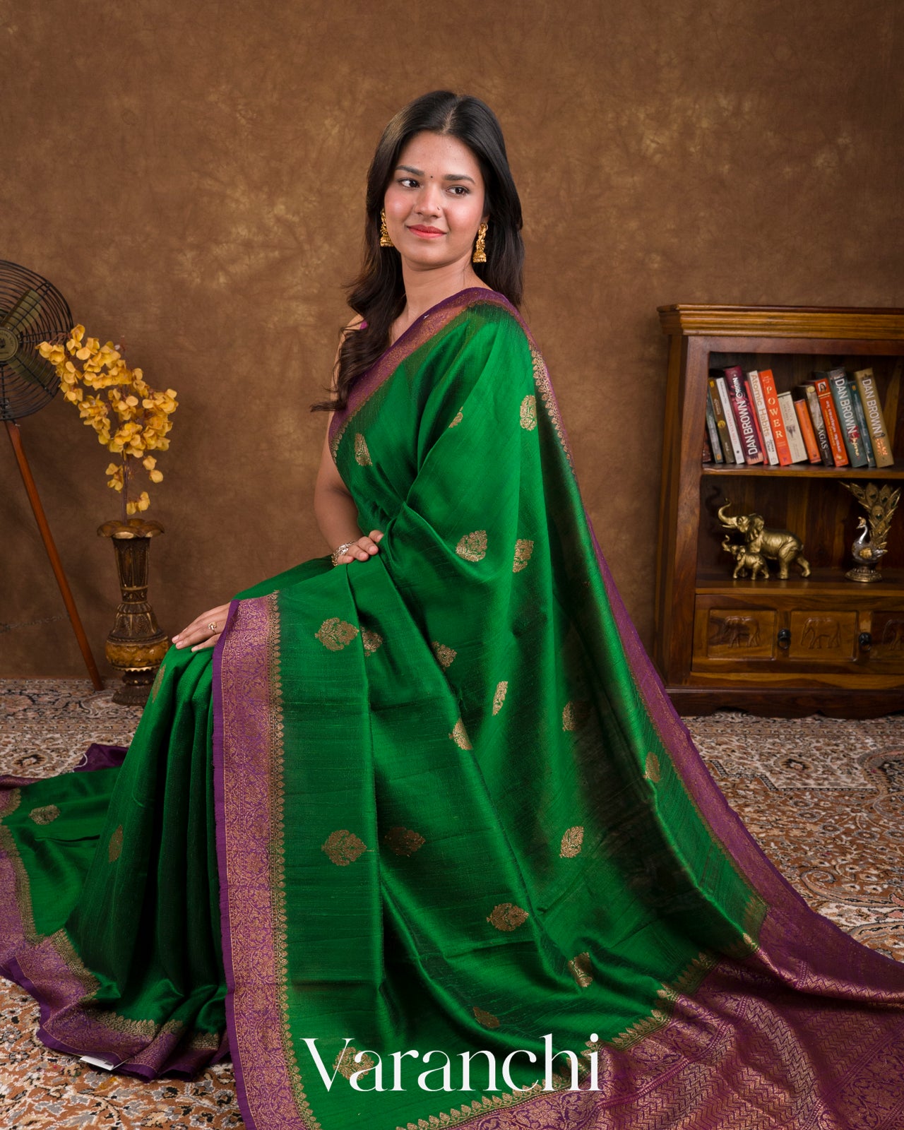 Deep Green Pure Raw Silk Handloom Saree