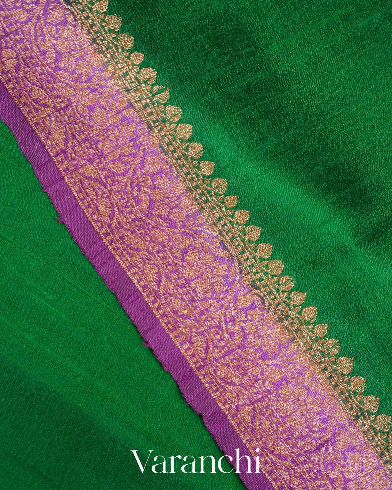 Deep Green Pure Raw Silk Handloom Saree
