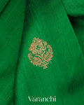 Deep Green Pure Raw Silk Handloom Saree
