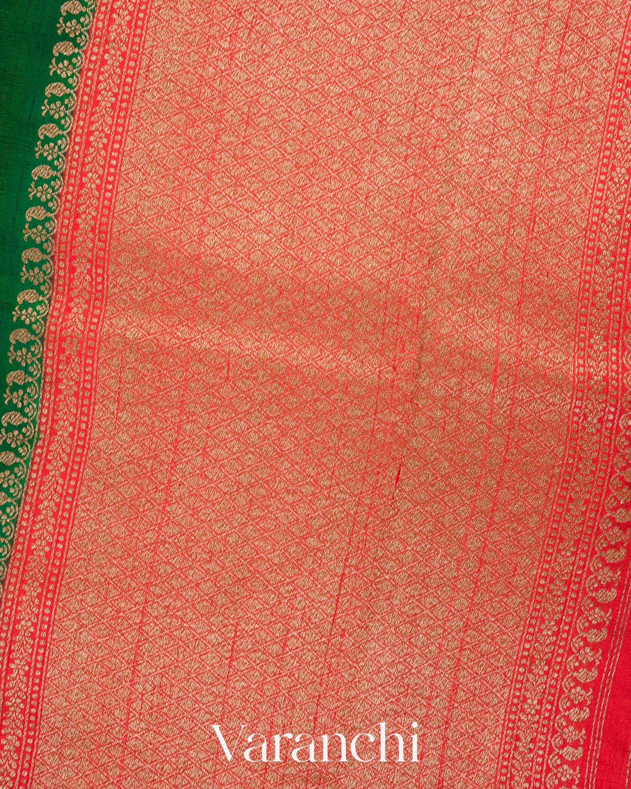Emerald Green Pure Raw Silk Handloom Saree