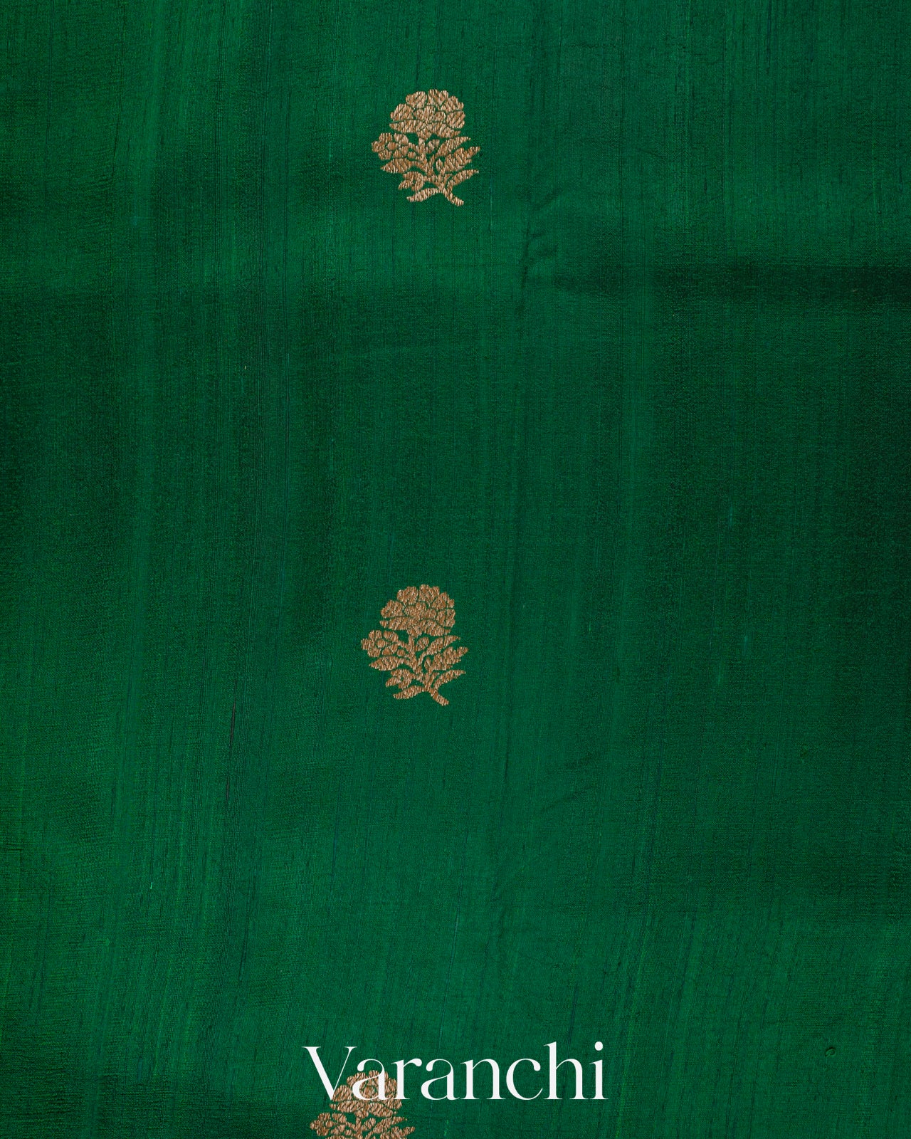 Emerald Green Pure Raw Silk Handloom Saree