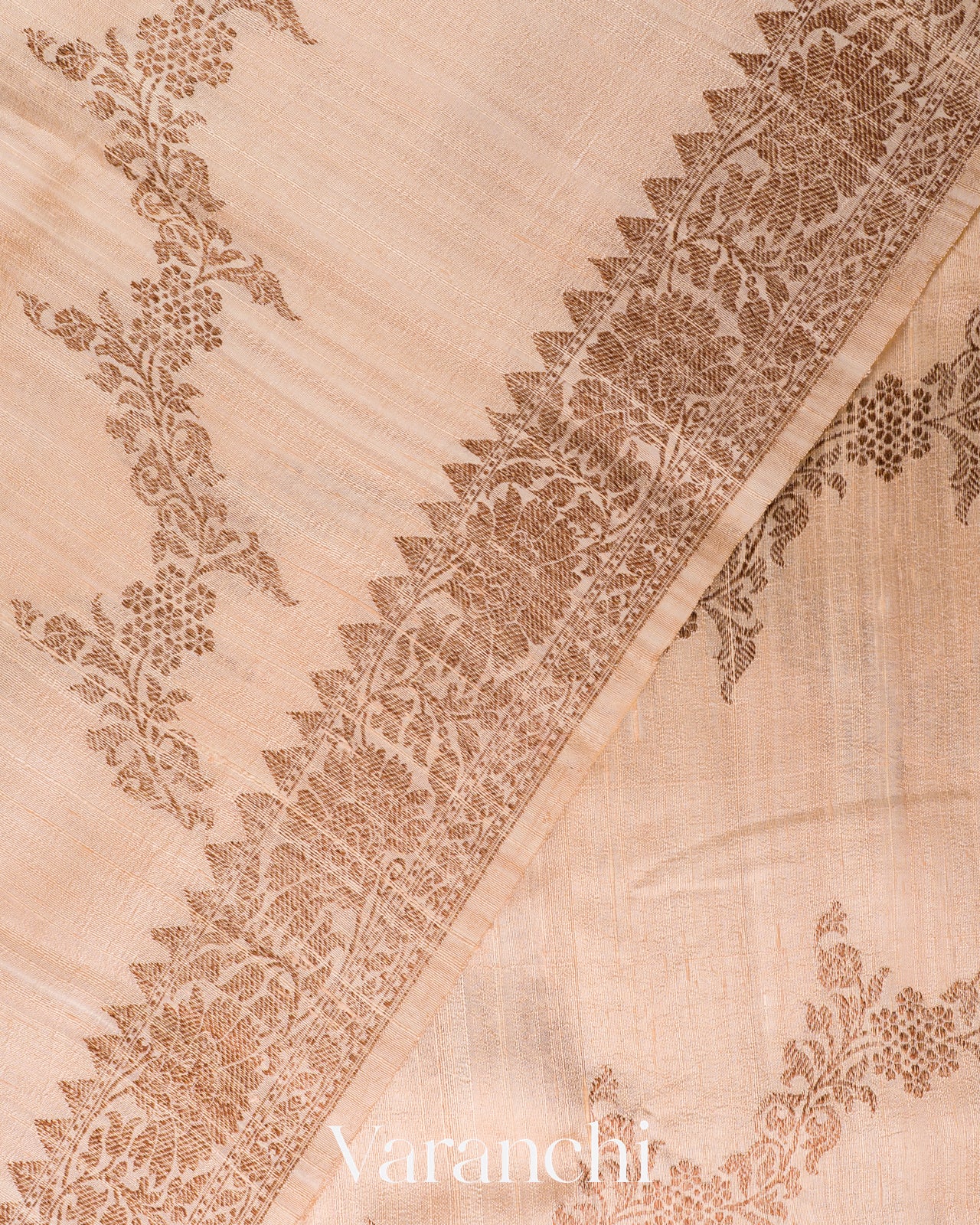 Soft Almond Leheriya Pure Raw Silk Handloom Saree