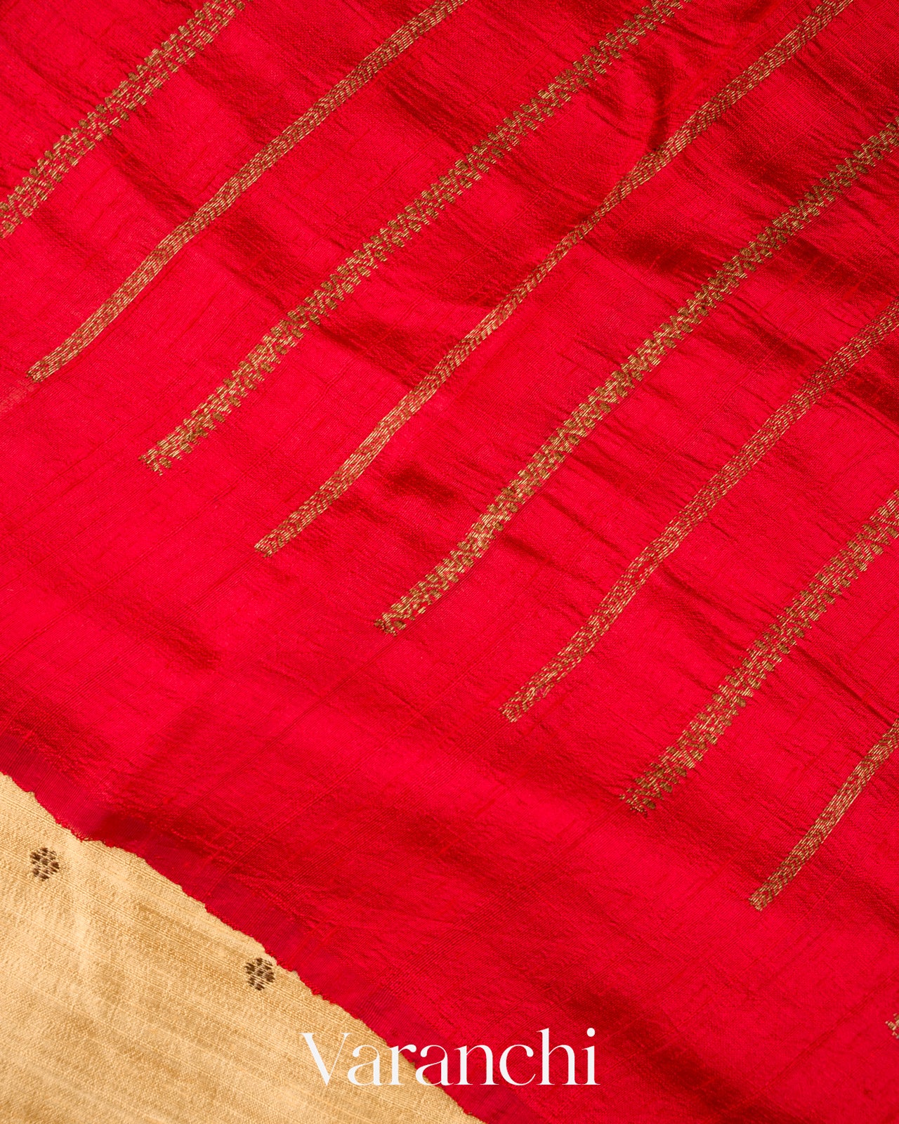 Warm Ivory Borderless  Pure Raw Silk Handloom Saree