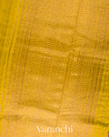 Saffron Yellow Borderless Striped Pure Raw Silk Handloom Saree