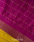 Saffron Yellow Borderless Striped Pure Raw Silk Handloom Saree