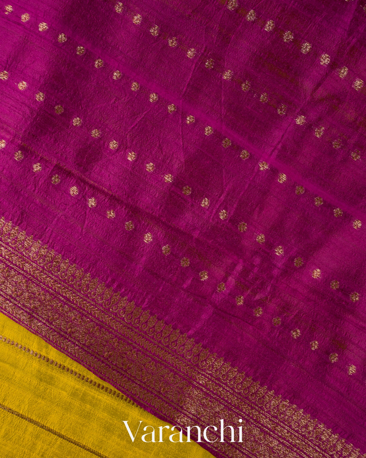 Saffron Yellow Borderless Striped Pure Raw Silk Handloom Saree