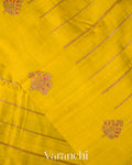 Saffron Yellow Borderless Striped Pure Raw Silk Handloom Saree