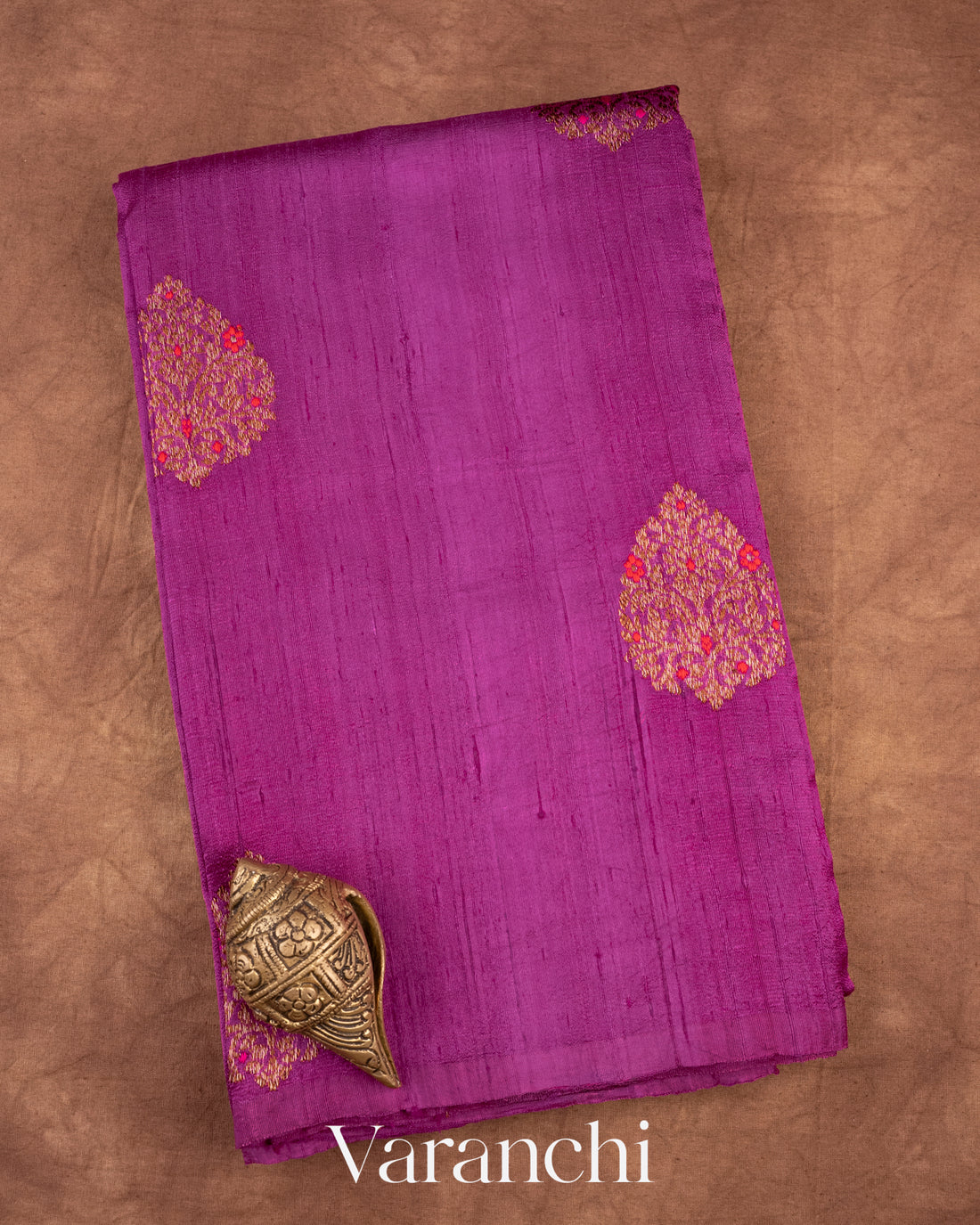 Magenta Pure Raw Silk Handloom Saree