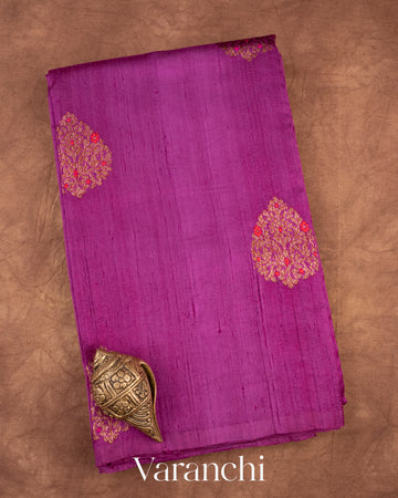 Magenta Pure Raw Silk Handloom Saree