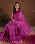 Magenta Pure Raw Silk Handloom Saree