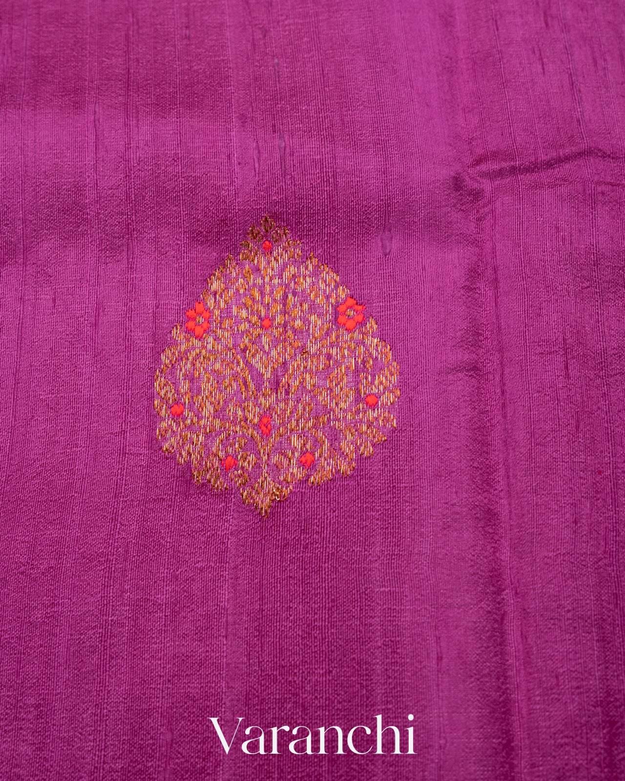 Magenta Pure Raw Silk Handloom Saree