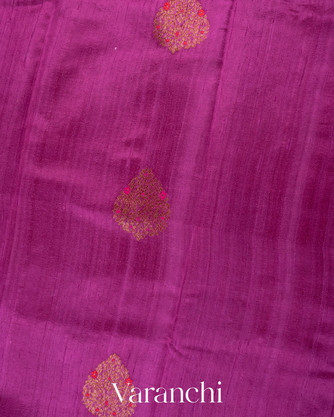Magenta Pure Raw Silk Handloom Saree