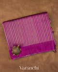 Royal Magenta with Tissue Stripes Pure Raw Silk Handloom Saree
