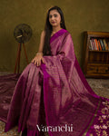 Royal Magenta with Tissue Stripes Pure Raw Silk Handloom Saree