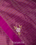 Royal Magenta with Tissue Stripes Pure Raw Silk Handloom Saree