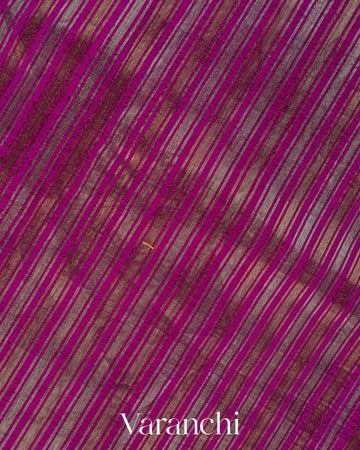 Royal Magenta with Tissue Stripes Pure Raw Silk Handloom Saree