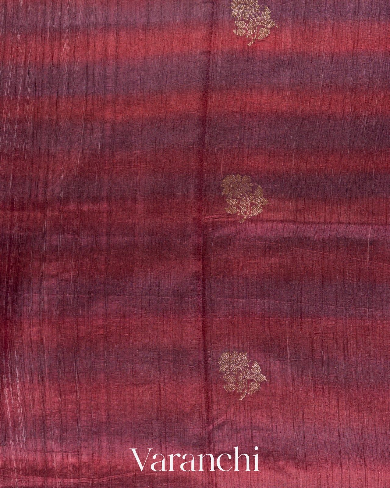 Maroon And Plum Purple Ombre-Dyed Raw Silk Handloom Saree  