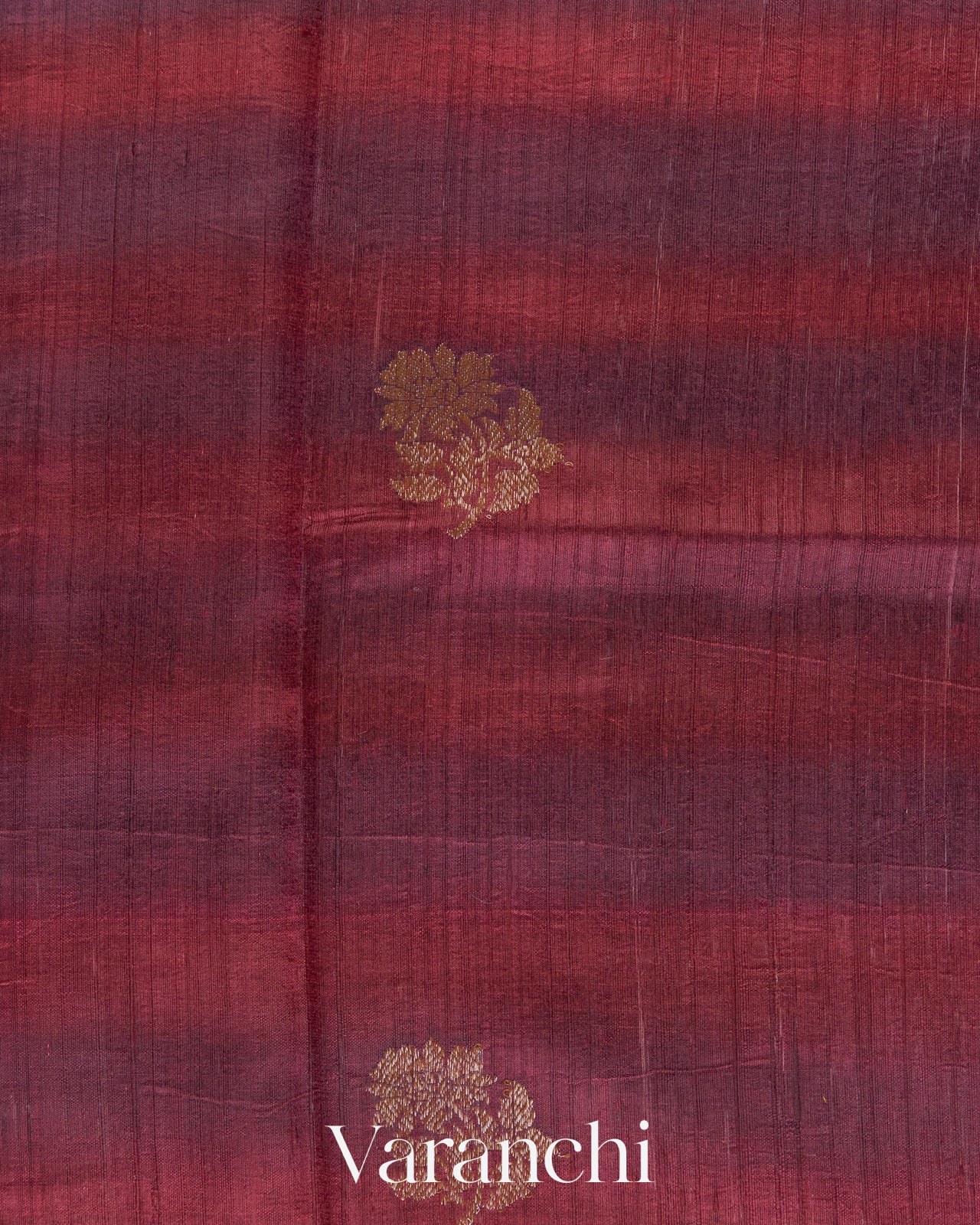 Maroon And Plum Purple Ombre-Dyed Raw Silk Handloom Saree  